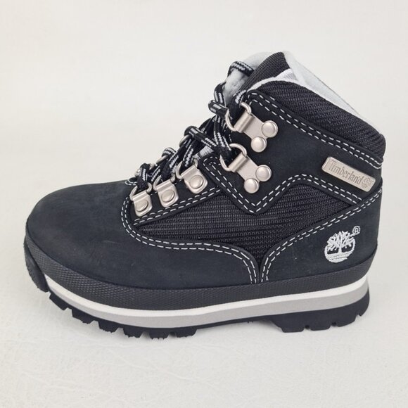 Timberland Euro Hiker 6 IN Waterproof TODDLER Black Outdoor Boots SZ 8 - Picture 1 of 9
